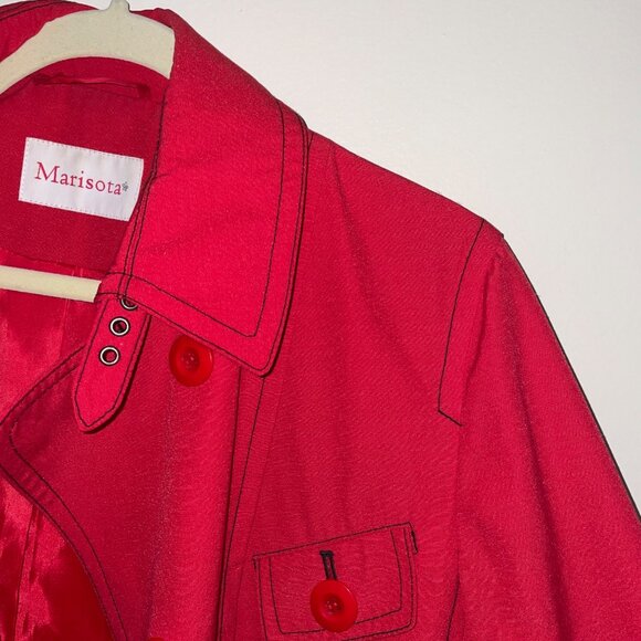Marisota Womens Red Button-Up Coat Size US 10 Polyester Outerwear With Pockets - Picture 3 of 11